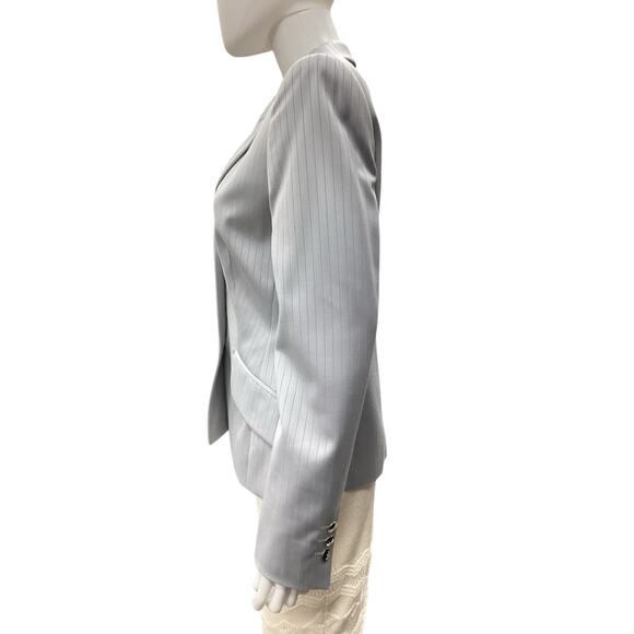 Escada Blazer Women’s Size 38 (6) New Wool Silk Rayon Blend Stripes Light Gray - Picture 4 of 10